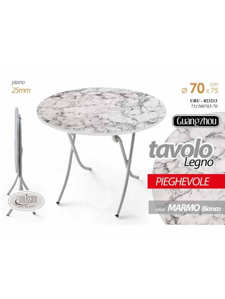TAVOLO TONDO BIANCO/MARMO 70x75cm823213