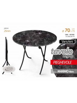 TAVOLO TONDO NERO/MARMO 70x75cm 823282