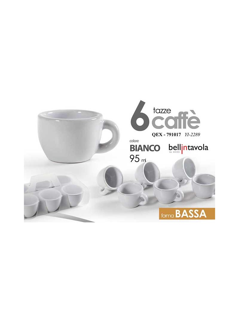 TAZZINA CAFFE' BIANCA 6pz BASSA 791017