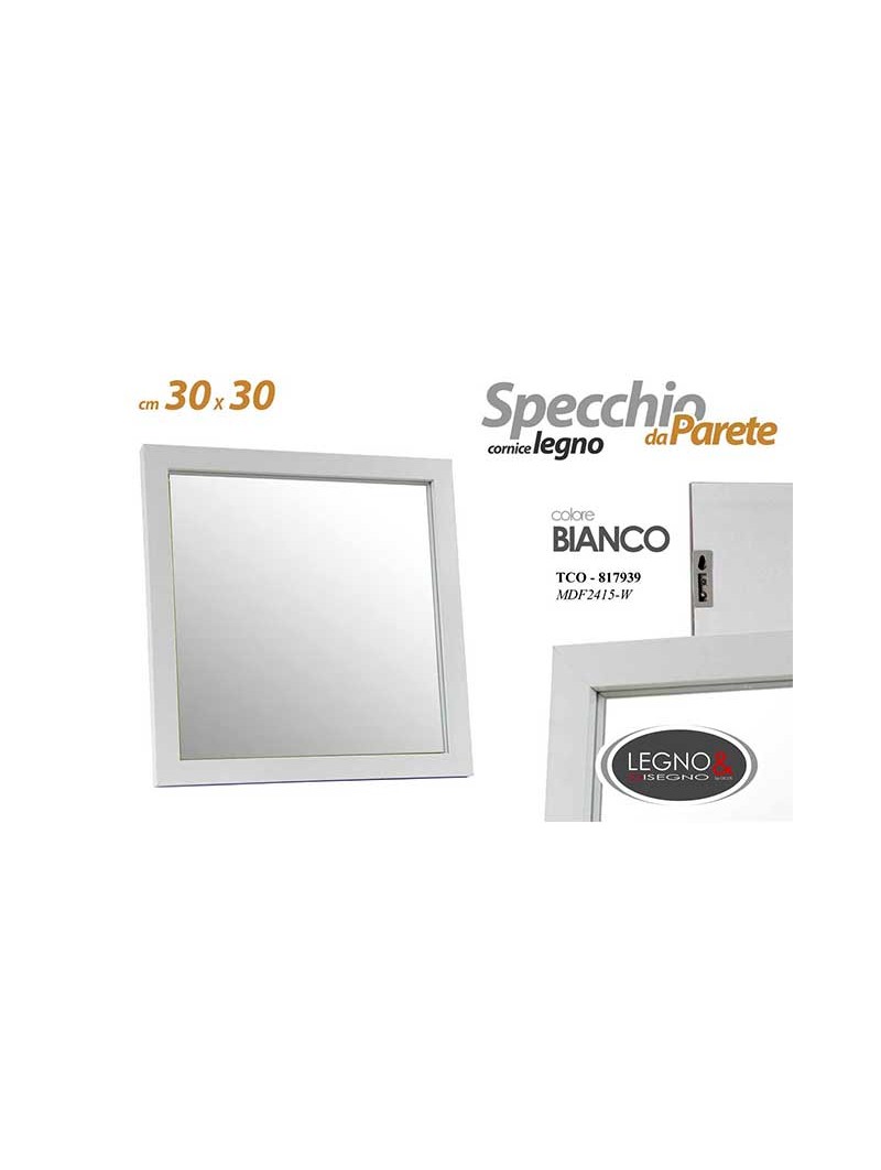 SPECCHIO DA PARETE BIANCO 30x30cm817939