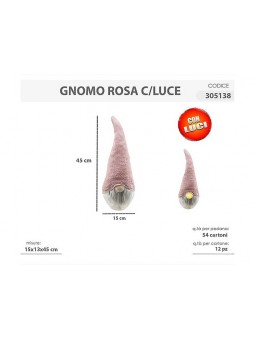 GNOMO ROSA C/LUCE 15x13x45cm 305138