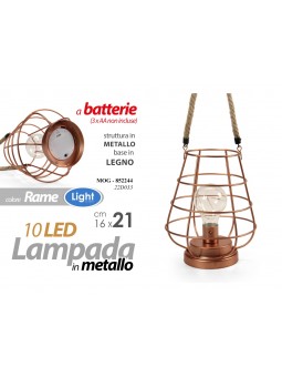 LAMPADA METALLO RAME/LEGNO C/LED 852244