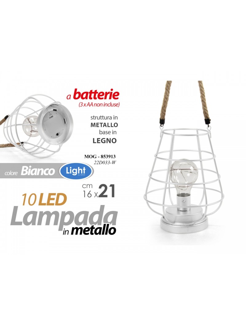 LAMPADA MET.BIANCA/LEGNO C/LED 853913